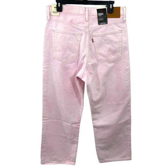 NWT Levi's Premium Jeans Size 32 x 27 Pink Ribcage Straight Ankle Tie Dye‎ - Picture 4 of 14